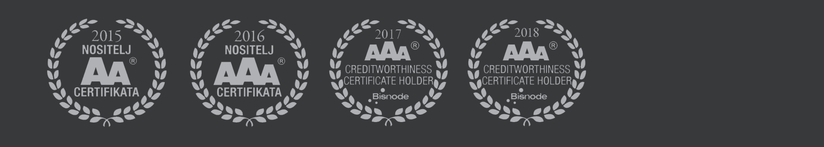 Certifikati: AA 2015, AAA 2016, AAA 2017, AAA 2018